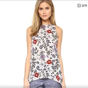 Silk Theory Floral Print Sleeveless Blouse, Sz S